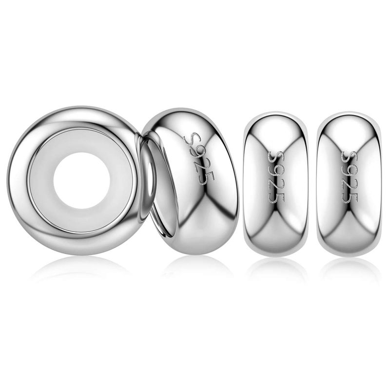 DALARAN 4pcs Sterling Silver Charm Stoppers Fit Pandora Charms Bracelet Bangle (Silver-4pcs) Christmas Bead for Women - Image 1